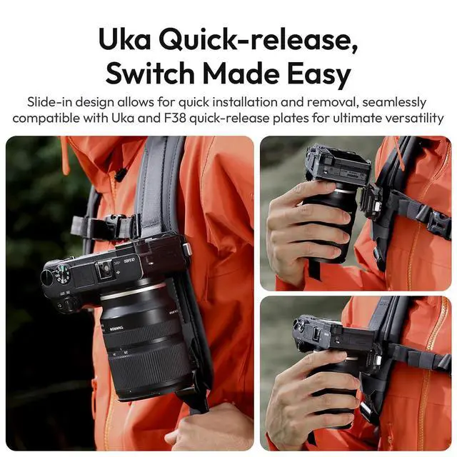 Alt view image 5 of 6 - Deuninker Camera Backpack Strap Clip,w Plate Quick Release System, Compatible w Uka QR Plates, for Sony, Nikon, Fuji, DSLR Action Cam Mount, Bearable Load up to 10kgNot Compatible w F38/Arca System