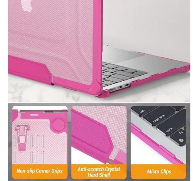 Alt view image 7 of 7 - Deuninker Case for MacBook Air 13.6 inch, Shock-Absorbing Protection with Folding Stand &Mouse Pad Case for MacBook Air 13.6 inch, Pink