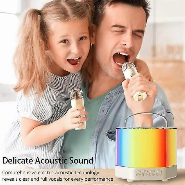 Alt view image 10 of 10 - Ecocleanpath Portable Karaoke Machine with 2 Wireless Mics & LED Lights - Bluetooth Speaker for Kids & Adults (White)