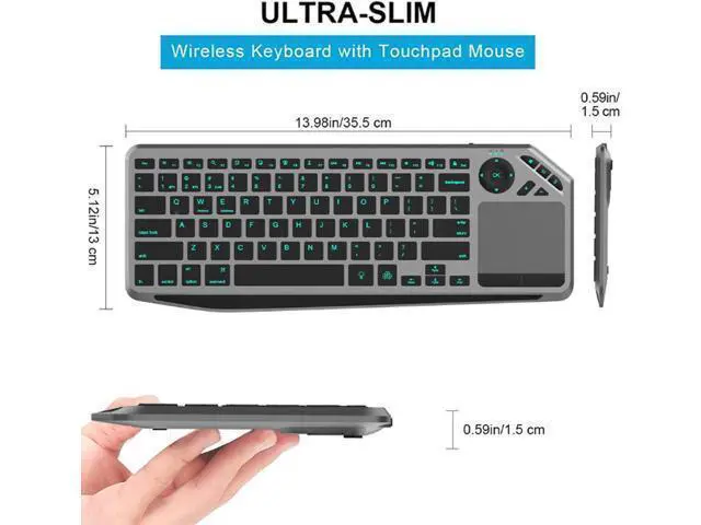 Alt view image 3 of 7 - Wireless Touch Keyboard, Keyboard with Touchpad 7 Color Backlight Multi Device Support for Tablet Laptop