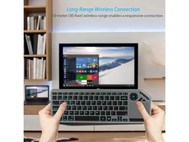 Alt view image 4 of 7 - Wireless Touch Keyboard, Keyboard with Touchpad 7 Color Backlight Multi Device Support for Tablet Laptop