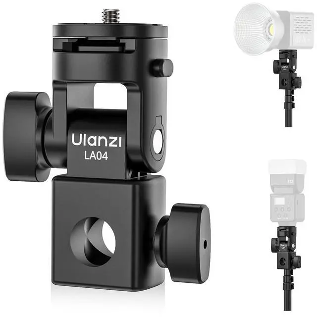 Main image of Deuninker LA04 Light Stand Mount Adapter with 1/4 Screw, Quick Release Mounting Plate for Camera Monitor Ring Light, Fits Flat Head Light Stand/Boom arm/C Stand, 180° Tilt Max. Load 6.6lb/3kg