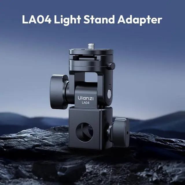 Alt view image 2 of 7 - Deuninker LA04 Light Stand Mount Adapter with 1/4 Screw, Quick Release Mounting Plate for Camera Monitor Ring Light, Fits Flat Head Light Stand/Boom arm/C Stand, 180° Tilt Max. Load 6.6lb/3kg