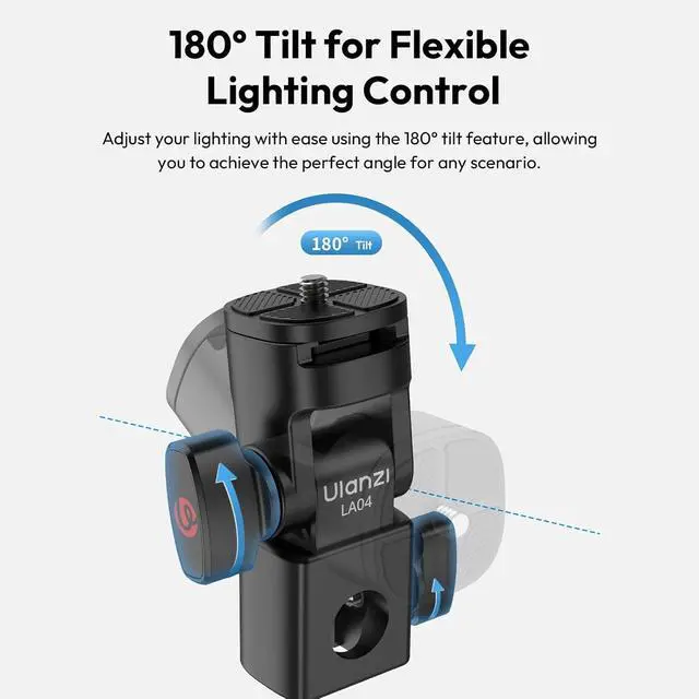 Alt view image 6 of 7 - Deuninker LA04 Light Stand Mount Adapter with 1/4 Screw, Quick Release Mounting Plate for Camera Monitor Ring Light, Fits Flat Head Light Stand/Boom arm/C Stand, 180° Tilt Max. Load 6.6lb/3kg