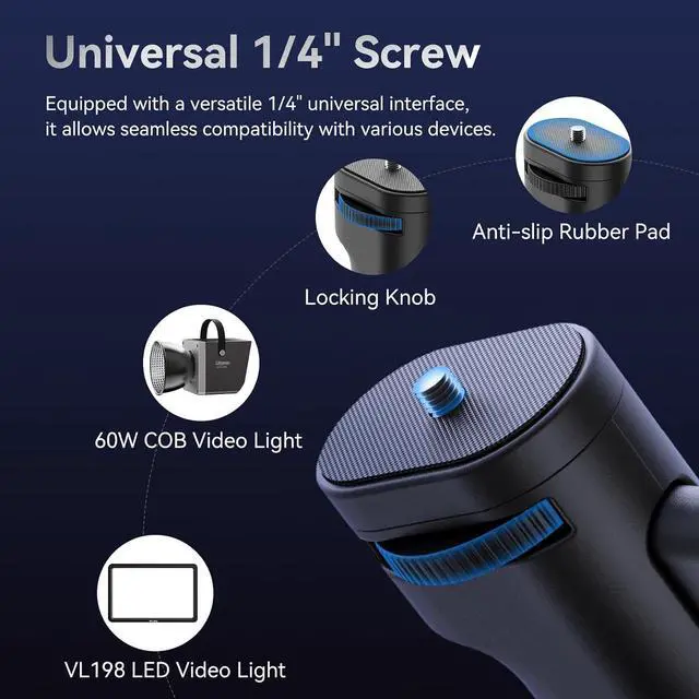 Alt view image 2 of 7 - Deuninker LA03 Light Stand Mount Adapter, 1/4" Screw Portable Handheld Flash Grip Quick Adjustment Bracket Handle for Speedlite, COB Video Light, DSLR, Camera, Camcorder, Monocular, Light Stand
