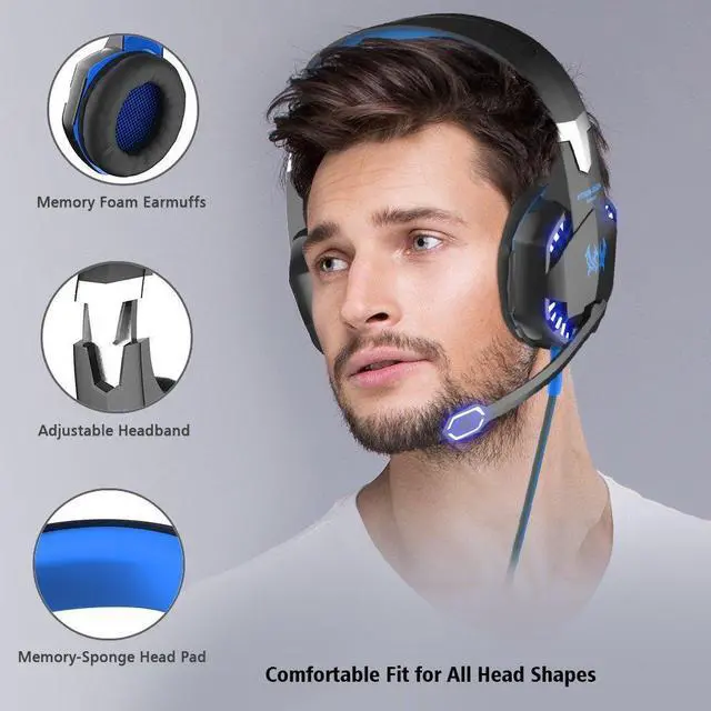 Alt view image 5 of 7 - KOTION EACH Gaming Headphone Noise Cancelling Bass Stereo Gamer Headset With Microphone Headphones Mic LED Light For PC Computer