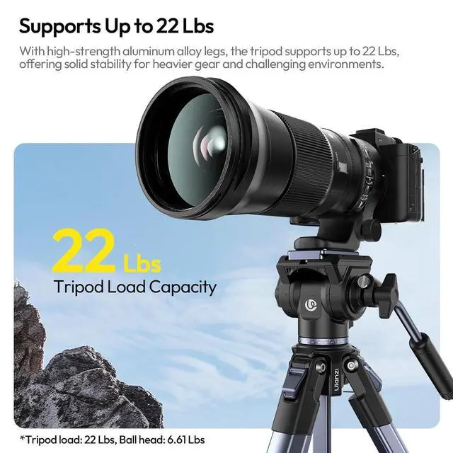 Alt view image 3 of 7 - DeuninkerOmbra Xiang Camera Video Tripod w Fluid Head, 61.5" Travel Tripod w 360° Rotated Arca Quick Release Plate, Portable Stand for Phone Camera Vlogging Video Shooting with Carry Bag Phone Clamp