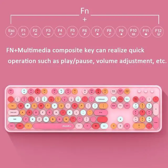 Alt view image 3 of 5 - Mofii Sweet Wireless Keyboard And Mouse Set Girls Punk Keyboard Office Set, Colour: Pink Mixed