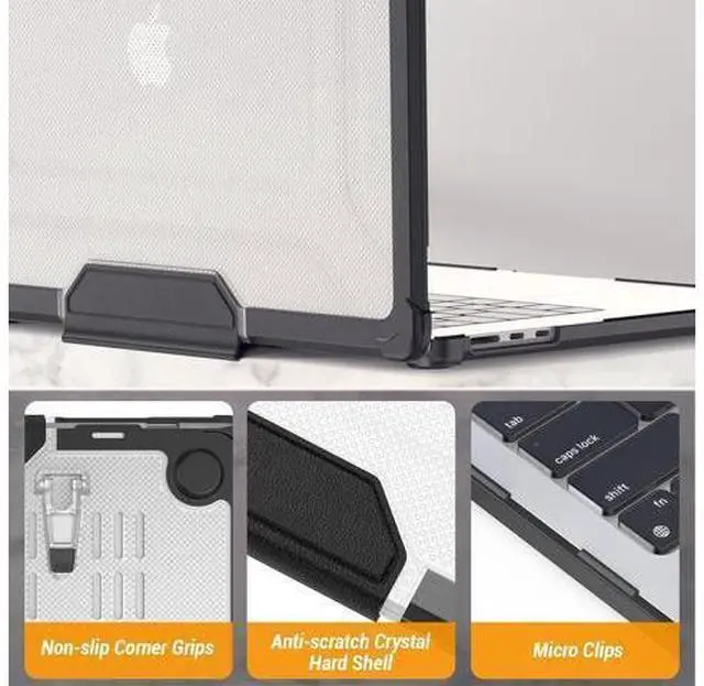 Alt view image 7 of 7 - Deuninker Case for MacBook Air 15 inch, Shock-Absorbing Protection with Folding Stand &Mouse Pad Case for MacBook Air 15 inch, HardBlack