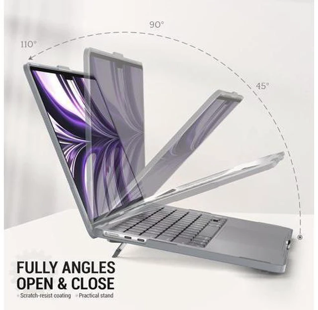 Alt view image 3 of 7 - Deuninker Case for MacBook Air 13.6 inch, Shock-Absorbing Protection with Folding Stand &Mouse Pad Case for MacBook Air 13.6 inch, Gray