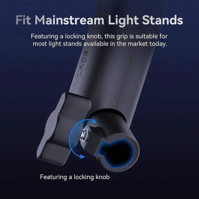 Alt view image 5 of 7 - Deuninker LA03 Light Stand Mount Adapter, 1/4" Screw Portable Handheld Flash Grip Quick Adjustment Bracket Handle for Speedlite, COB Video Light, DSLR, Camera, Camcorder, Monocular, Light Stand