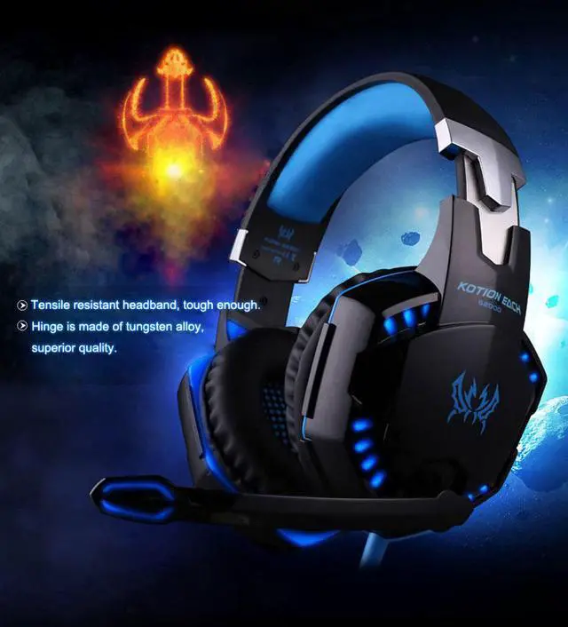 Alt view image 3 of 7 - KOTION EACH G2000 USB Stereo Gaming Headset with Microphone Volume Control LED Light for PC Game