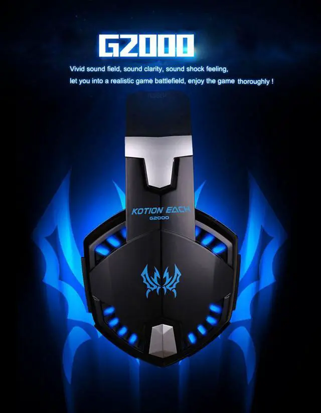 Alt view image 2 of 7 - KOTION EACH G2000 USB Stereo Gaming Headset with Microphone Volume Control LED Light for PC Game