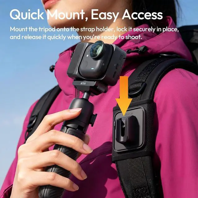 Alt view image 2 of 7 - DeuninkerMT66 Magnetic Mini Extension Rod Tripod for Insta360 GO Ultra, with Backpack Strap Mount for Vlog Video Recording, Multi-Modes Backpack Clip/Selfie Stick/Handle Grip