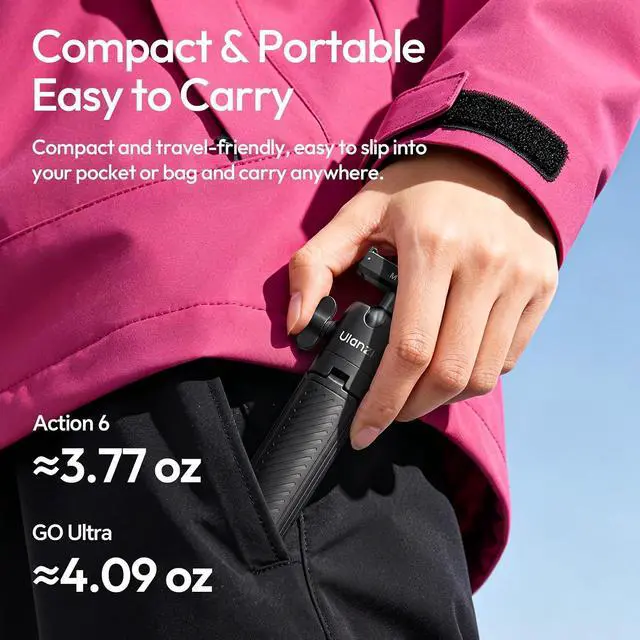 Alt view image 6 of 7 - DeuninkerMT66 Magnetic Mini Extension Rod Tripod for Insta360 GO Ultra, with Backpack Strap Mount for Vlog Video Recording, Multi-Modes Backpack Clip/Selfie Stick/Handle Grip