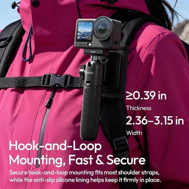 Alt view image 5 of 7 - DeuninkerMT66 Magnetic Mini Extension Rod Tripod for Insta360 GO Ultra, with Backpack Strap Mount for Vlog Video Recording, Multi-Modes Backpack Clip/Selfie Stick/Handle Grip