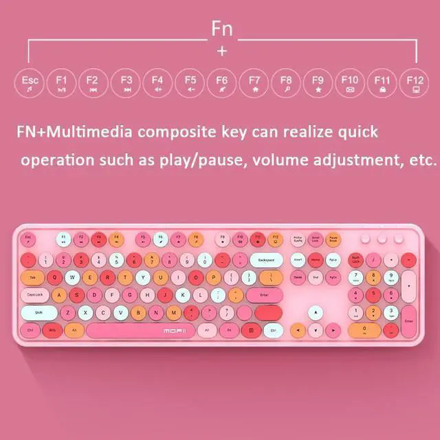 Alt view image 3 of 5 - Mofii Sweet Wireless Keyboard And Mouse Set Girls Punk Keyboard Office Set, Colour: Blue Mixed