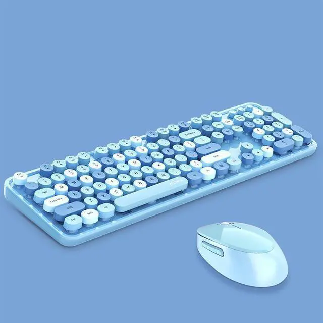 Main image of Mofii Sweet Wireless Keyboard And Mouse Set Girls Punk Keyboard Office Set, Colour: Blue Mixed