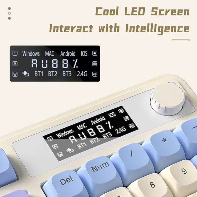 Alt view image 4 of 7 - AULA S99 Pro Wireless Keyboard, Monitor and Media Knob, Tri-Mode Bluetooth/2.4G/USB-C RGB Creamy Gaming Keyboard with Number Pad Macro Keys, Custom Computer Keyboard for Laptop,