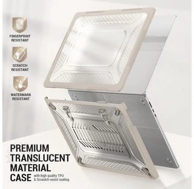 Alt view image 4 of 7 - Deuninker Case for MacBook Air 15 inch, Shock-Absorbing Protection with Folding Stand &Mouse Pad Case for MacBook Air 15 inch, Beige