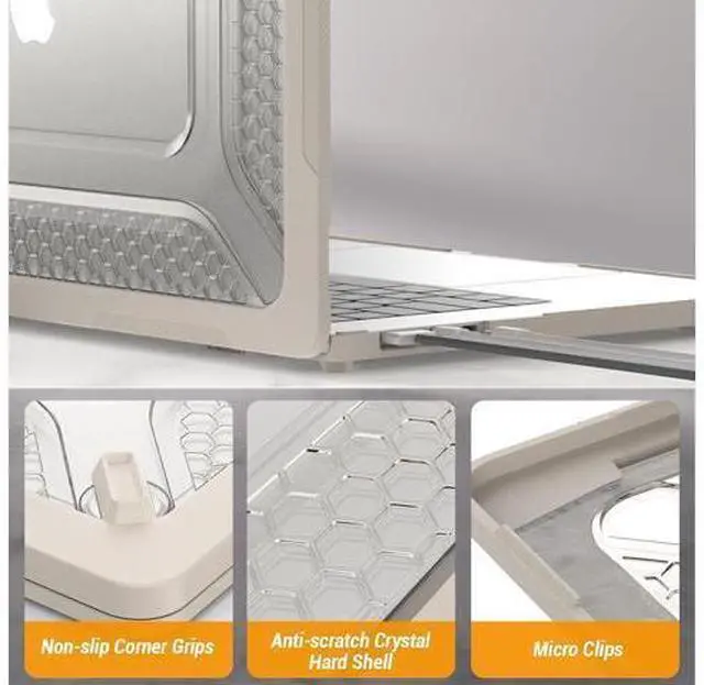Alt view image 7 of 7 - Deuninker Case for MacBook Air 15 inch, Shock-Absorbing Protection with Folding Stand &Mouse Pad Case for MacBook Air 15 inch, Beige