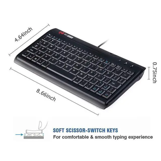 Alt view image 5 of 5 - Super Mini Wired Keyboard, MCSaite Full Size 78 Keys Keypad Small Portable Fit with Professional or Industrial Use for Computer Laptop Mac Notebook