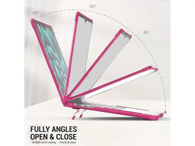 Alt view image 3 of 7 - Deuninker Case for MacBook Air 15 inch, Shock-Absorbing Protection with Folding Stand &Mouse Pad Case for MacBook Air 15 inch, Pink