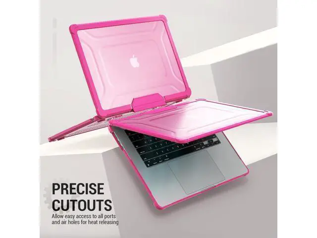 Alt view image 6 of 7 - Deuninker Case for MacBook Air 15 inch, Shock-Absorbing Protection with Folding Stand &Mouse Pad Case for MacBook Air 15 inch, Pink