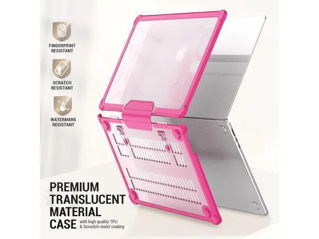 Alt view image 4 of 7 - Deuninker Case for MacBook Air 15 inch, Shock-Absorbing Protection with Folding Stand &Mouse Pad Case for MacBook Air 15 inch, Pink
