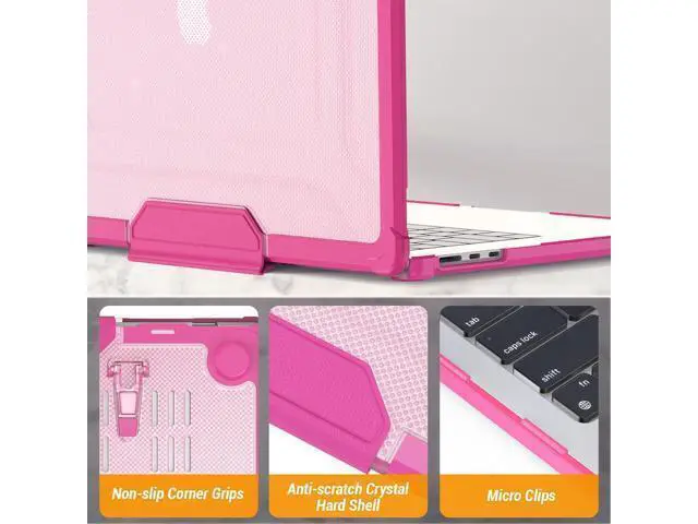 Alt view image 7 of 7 - Deuninker Case for MacBook Air 15 inch, Shock-Absorbing Protection with Folding Stand &Mouse Pad Case for MacBook Air 15 inch, Pink