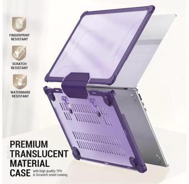 Alt view image 4 of 7 - Deuninker Case for MacBook Air 15 inch, Shock-Absorbing Protection with Folding Stand &Mouse Pad Case for MacBook Air 15 inch, Purple