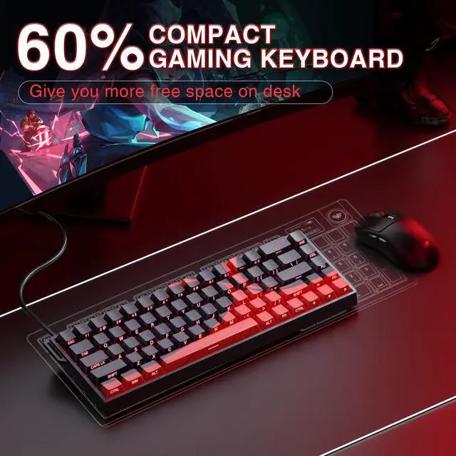 Alt view image 7 of 7 - WIN68 HE MAX - Hall Effect Gaming Keyboard with Magnetic Switch, Adjustable Actuation Fast Trigger Mode, 8KHz Polling Rate, RGB Backlit Wired Mechanical Gaming Keyboard 60 Percent Compact Design
