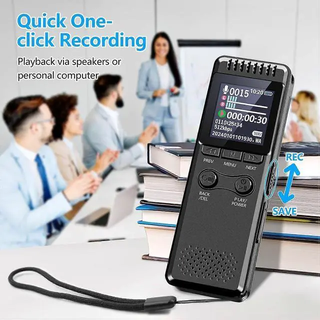 Alt view image 4 of 5 - Deuninker Vivaniir 64GB Voice Activated Recorder with 80H Battery, Playback & Noise Reduction for Lectures/Meetings - Black