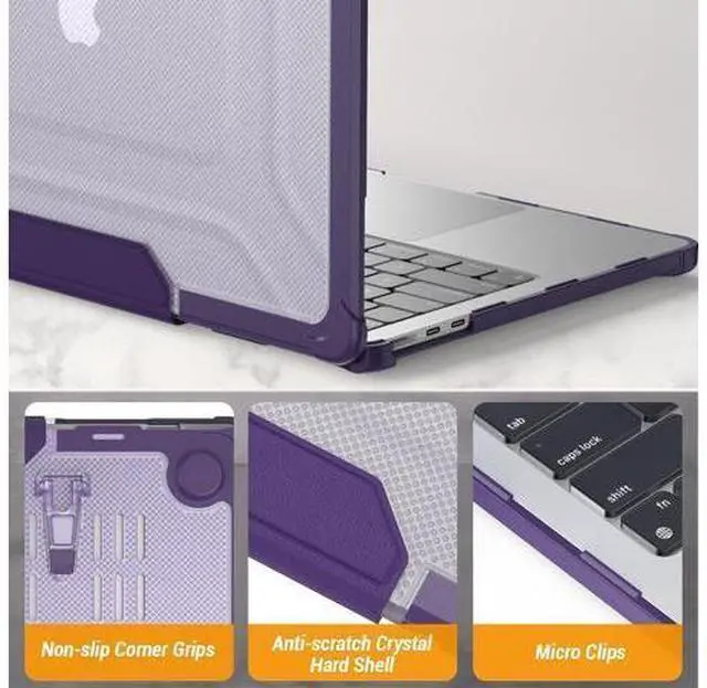 Alt view image 7 of 7 - Deuninker Case for MacBook Air 15 inch, Shock-Absorbing Protection with Folding Stand &Mouse Pad Case for MacBook Air 15 inch, Purple