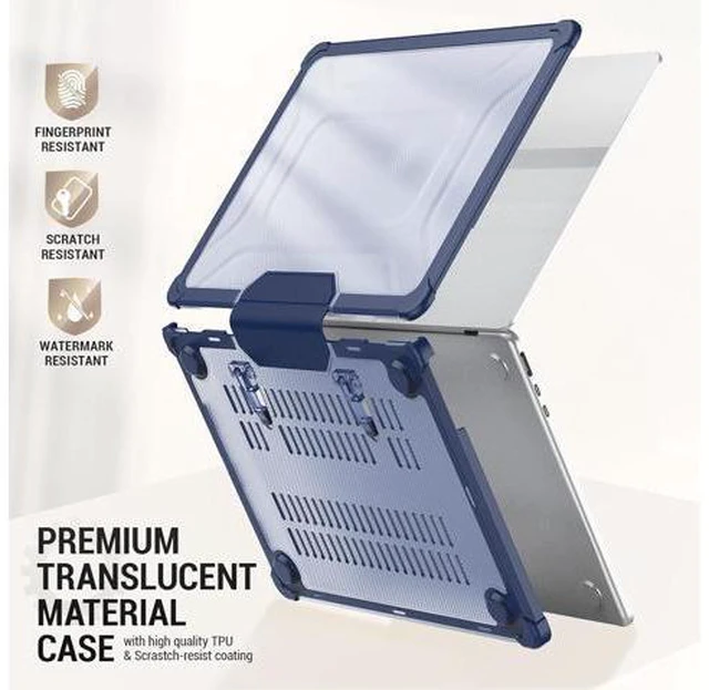 Alt view image 4 of 7 - Deuninker Case for MacBook Air 13.6 inch, Shock-Absorbing Protection with Folding Stand &Mouse Pad Case for MacBook Air 13.6 inch, Navyblue