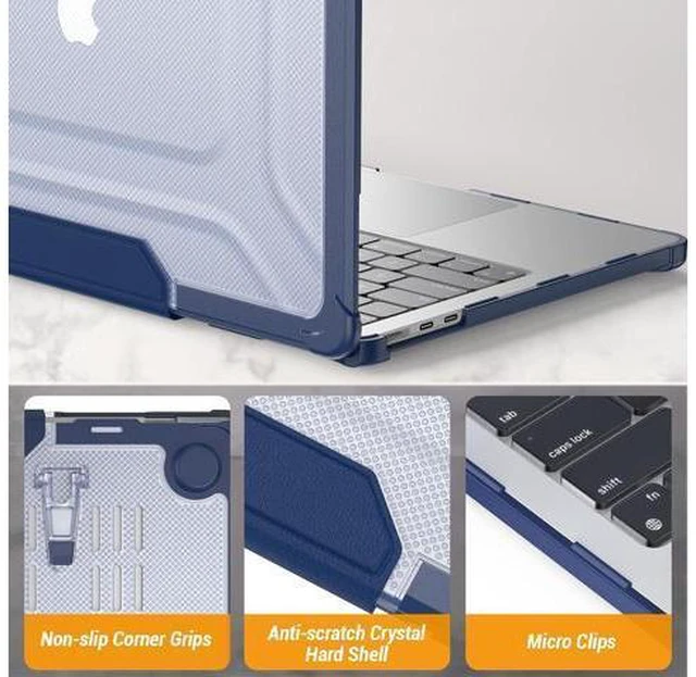 Alt view image 7 of 7 - Deuninker Case for MacBook Air 13.6 inch, Shock-Absorbing Protection with Folding Stand &Mouse Pad Case for MacBook Air 13.6 inch, Navyblue