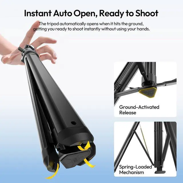 Alt view image 2 of 7 - Deuninker MT93 Universal 1/4" Light Stand Camera Tripod w Auto-Open w UKA Quick-Release, 63" Portable Adjustable Ball Head Tripod for Cameras/Video Light/Phone/Outdoor Photo, Up Load 6.61lb, w Bag