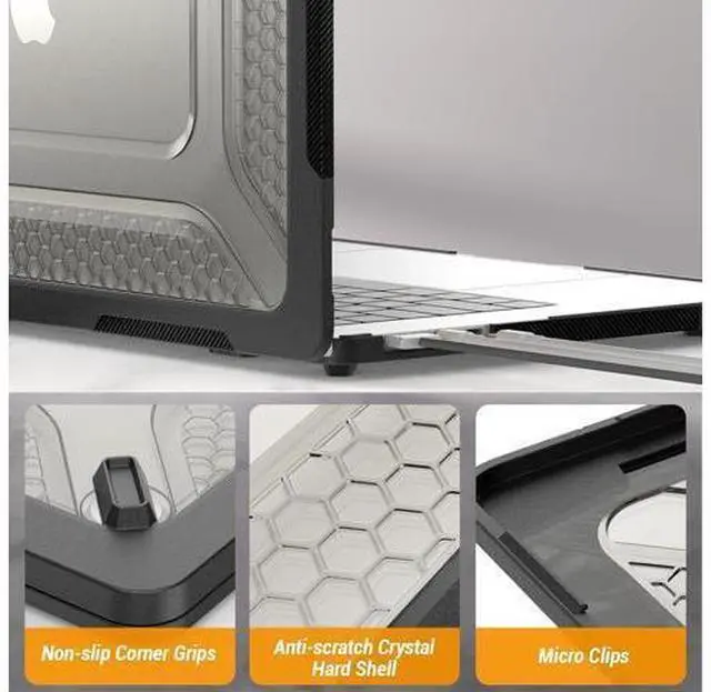 Alt view image 7 of 7 - Deuninker Case for MacBook Air 15 inch, Shock-Absorbing Protection with Folding Stand &Mouse Pad Case for MacBook Air 15 inch, Black