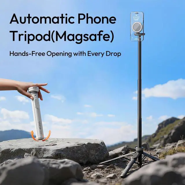 Alt view image 2 of 7 - Deuninker MT85 Magnetic Phone Tripod for iPhone 60" Extendable & Automatic Selfie Stick with Remote, Portable iPhone Tripod Stand for Video Recording, Live Stream, Vlog, White