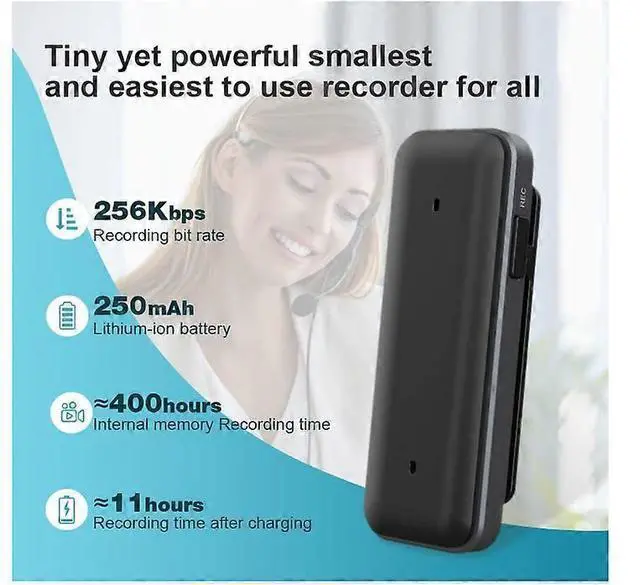 Alt view image 3 of 5 - Deuninker 64GB Voice Recorder with Noise Cancellation, 768H Recording, Rechargeable Dictaphone for Lectures & Meetings (Black)