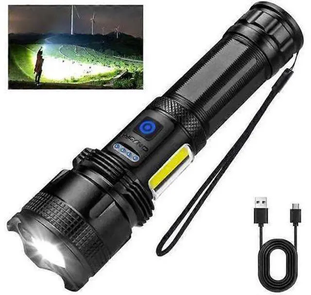 Main image of Ecocleanpath 1000 Lumen Rechargeable LED Flashlight, 7 Modes USB Fast Charging, Waterproof Aluminum Flashlight (Black)