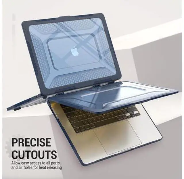 Alt view image 6 of 7 - Deuninker Case for MacBook Air 15 inch, Shock-Absorbing Protection with Folding Stand &Mouse Pad Case for MacBook Air 15 inch, Blue