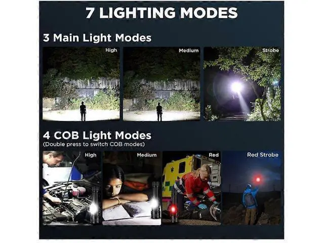 Alt view image 3 of 5 - Ecocleanpath 1000 Lumen Rechargeable LED Flashlight, 7 Modes USB Fast Charging, Waterproof Aluminum Flashlight (Black)