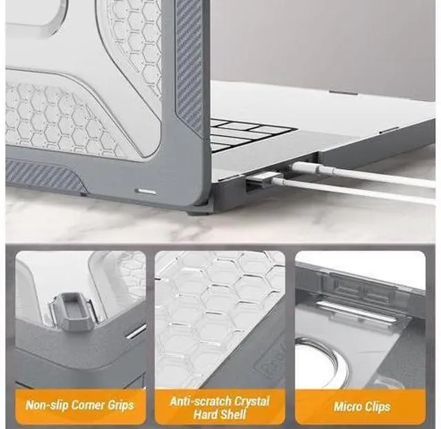 Alt view image 7 of 7 - Deuninker Case for MacBook Pro 16 inch, Shock-Absorbing Protection with Folding Stand &Mouse Pad Case for MacBook Pro 16 inch, Gray