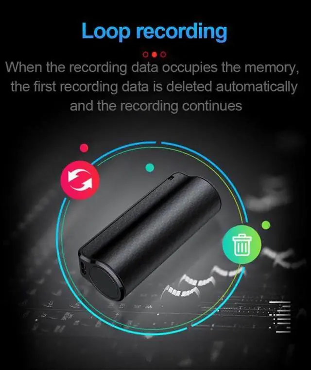 Alt view image 3 of 5 - Deuninker 8GB Digital Voice Recorder with HD Noise Reduction, Voice Activation & HiFi Audio, Portable MP3 Player (Black)
