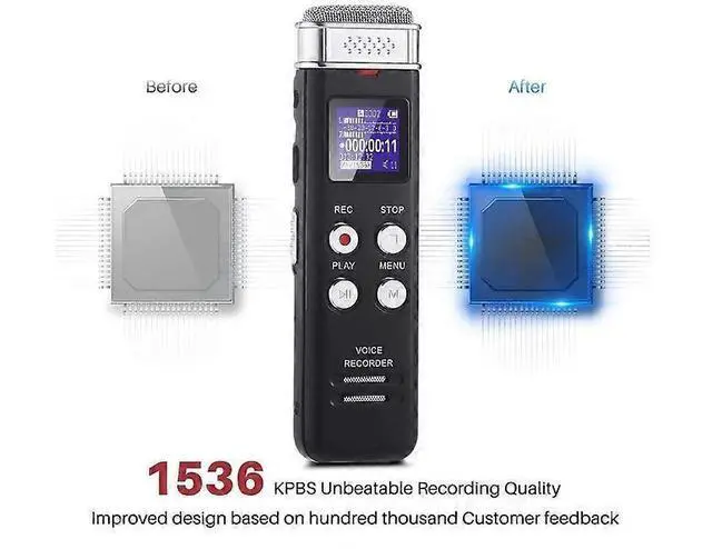 Alt view image 2 of 5 - Deuninker L157 Digital Voice Recorder with Voice Activation, USB Rechargeable Dictaphone, Black