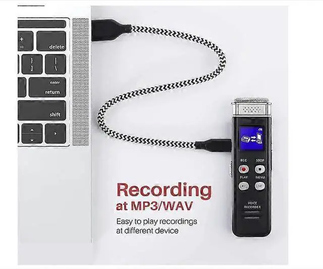 Alt view image 3 of 5 - Deuninker L157 Digital Voice Recorder with Voice Activation, USB Rechargeable Dictaphone, Black