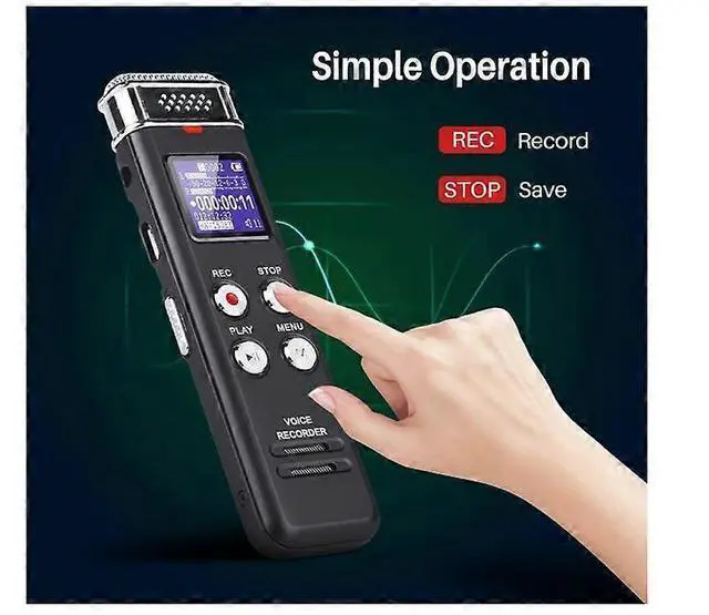 Alt view image 4 of 5 - Deuninker L157 Digital Voice Recorder with Voice Activation, USB Rechargeable Dictaphone, Black