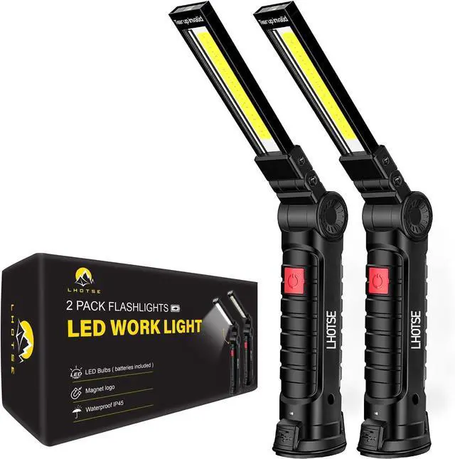 Main image of Rechargeable Work Lights, LED Work Light with Magnetic Base and Hanging Hook,360°Rotate 5 Modes Magnetic Rechargeable Flashlights for Mechanics Car Repair, Home, Garage, Emergency,BBQ,Camping(2 Pack)