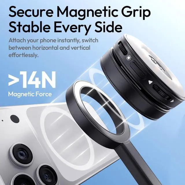 Alt view image 4 of 7 - Deuninker Magnetic Phone Tripod-71'' Auto Open Selfie Stick Features Lift to Fold, Extendable Selfie Stick w Remote Cell Phone Tripod Stand for Live Recording Vlog for iPhone 17 16 15 14 Series Black